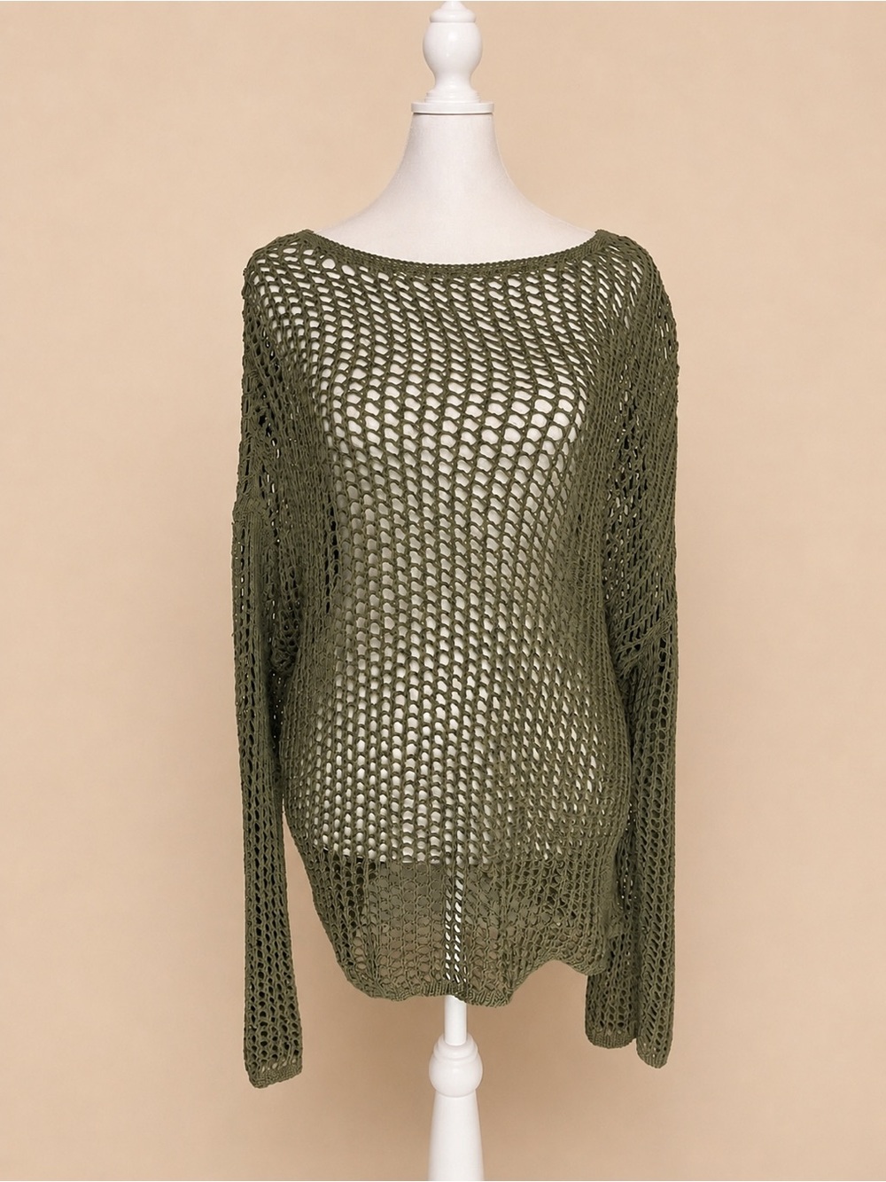 🪖🕸️ Max Studio London Oversize Olive Open-Knit Sweater | M | NWOT